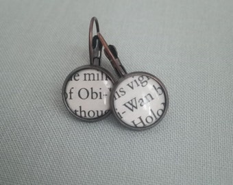 Recycled book pages Obi-Wan Star Wars Earrings