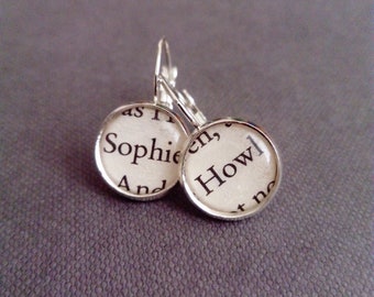 Recycled book pages Sophie and Howl Howl's Moving Castle Earrings