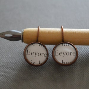 Recycled book pages Eeyore Winnie The Pooh Earrings