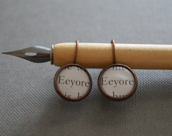 Recycled book pages Eeyore Winnie The Pooh Earrings