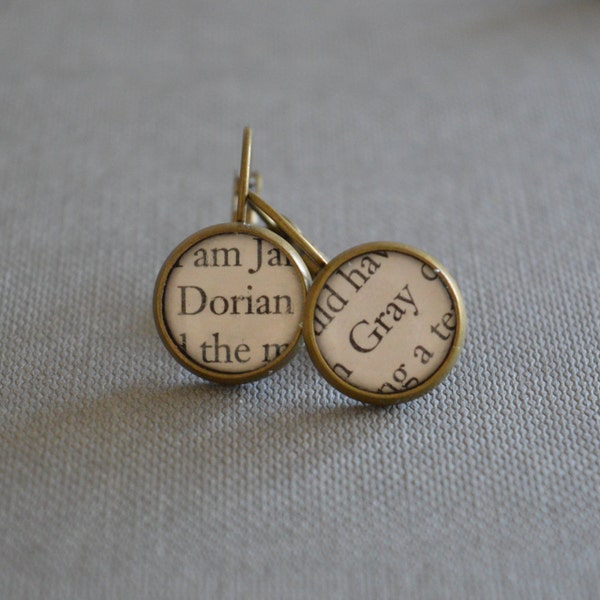 Recycled book pages The Picture of Dorian Gray Earrings, Oscar Wilde Book