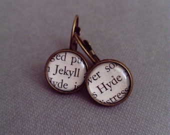 Recycled book pages Jekyll and Hyde Book Earrings