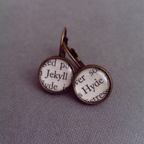 Recycled book pages Jekyll and Hyde Book Earrings