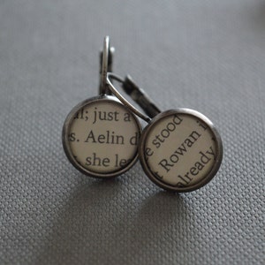 Recycled book pages Aelin and Rowan Throne of Glass Earrings