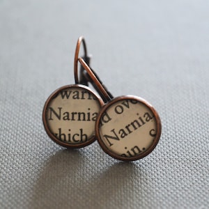 Recycled book pages Narnia Earrings