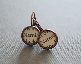 Recycled book pages Narnia Earrings