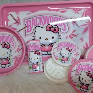 Backwoods Hello Kitty-inspirerat rullande askfat. Tändarskydd. 50 ml burk. Askfat. Anpassat rullande askfat.