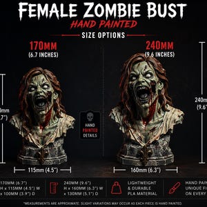 Weibliche Zombie-Horror-Büste – Bemalte Sammlerstatue Bild 2