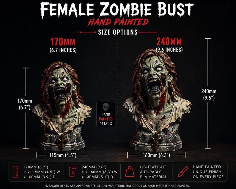 Weibliche Zombie-Horror-Büste – Bemalte Sammlerstatue Bild 2