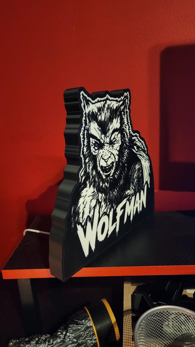 Boîte lumineuse LED Loup-garou de Monster Squad | Décoration de film d'horreur | Veilleuse imprimée en 3D | Décoration de chambre d'horreur | Cadeau d'Halloween | Présentoir pour fans de monstres image 3
