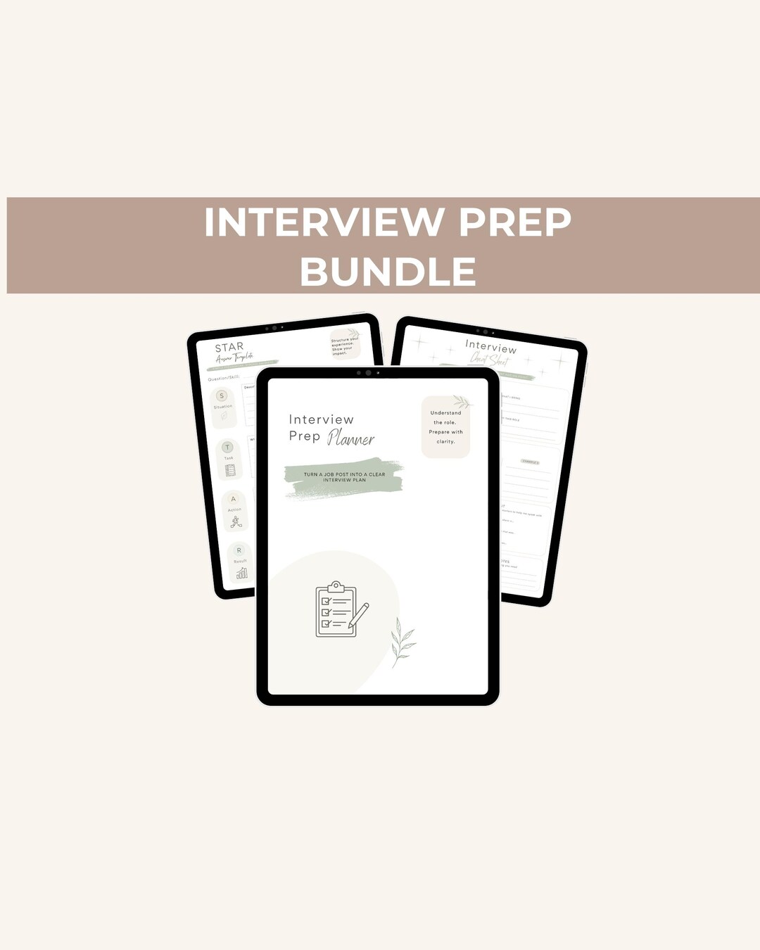 Job Interview Prep Bundle | Cheat Sheet + Workbook + STAR Template - Etsy