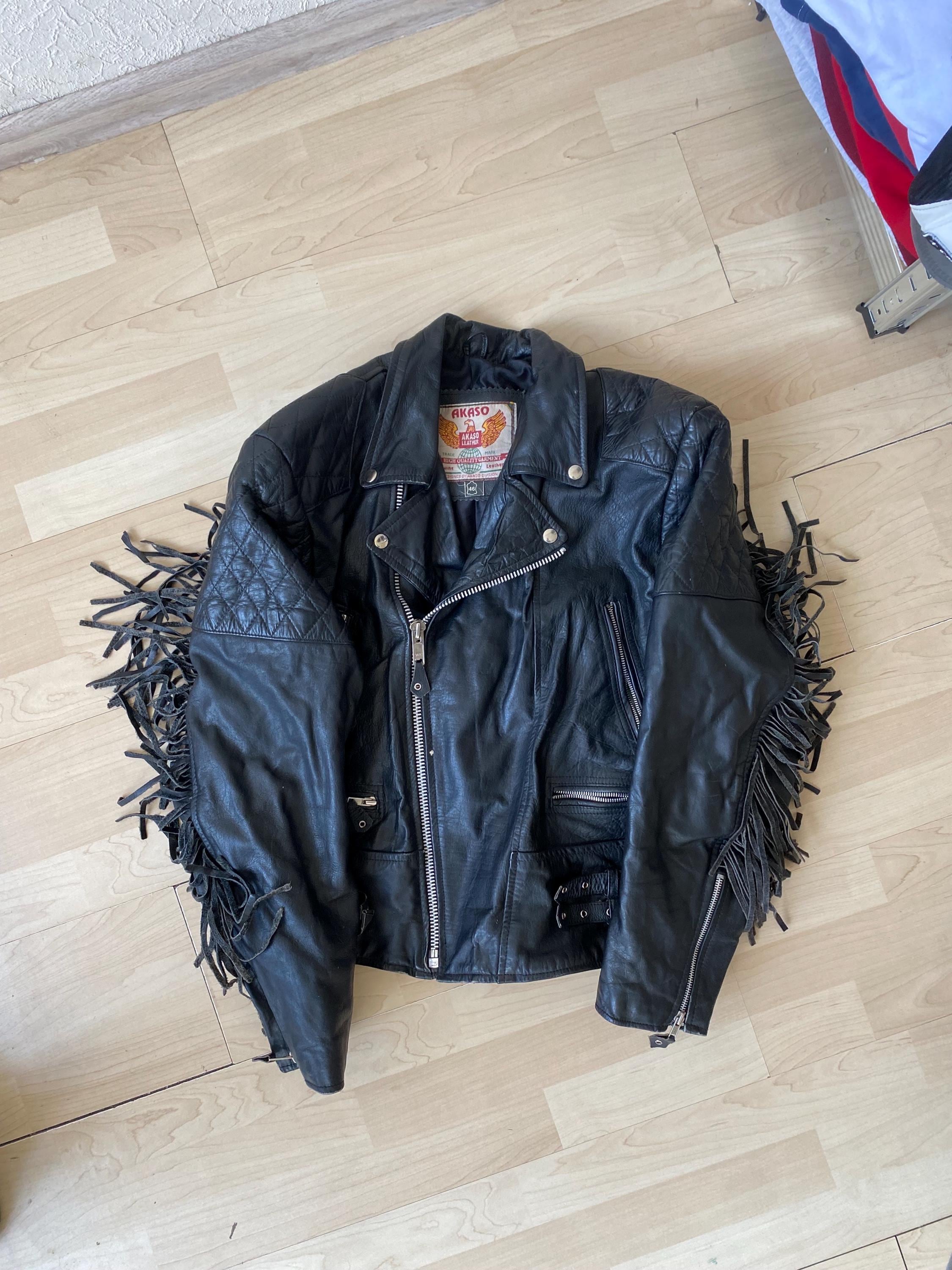 【AKASO】レザーファイアーマンジャケット A-3019 Akaso jacket - Etsy 日本