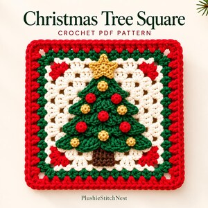 Christmas Tree Granny Square Crochet Pattern, Layered Design, PDF Download