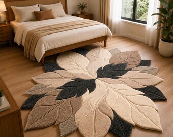 Handmade Tufted Wool Area Rug, Modern Geometric Plush Carpet, Living Room Floor Covering