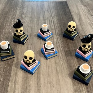 Stapel boeken fidget clicker 3D-print, griezelige gotische decoratie, Booktok cadeau