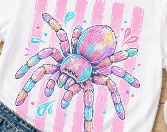 Pastell Tarantula Shirt PNG Sublimation Design Digitaler Download Bunte Spinne Kunstwerk