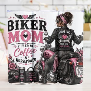 Biker Mom Tumbler Wrap PNG Motorcykel Mom Sublimeringsdesign Ladda ner