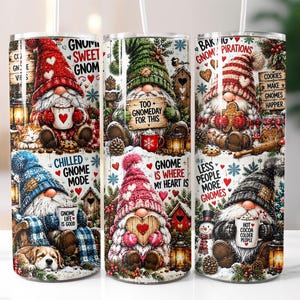 Jultomte-tumblerwrap: Festlig vinterscen (20oz smal sublimering PNG)
