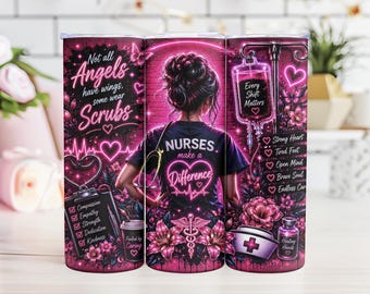 Sjuksköterskor gör skillnad neon sjuksköterska tumbler wrap PNG sublimeringsdesign