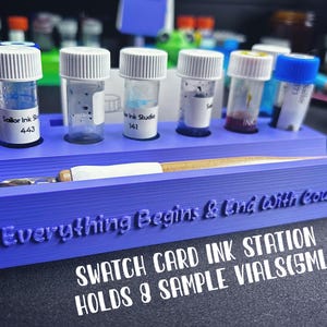 Ink Sample Swatching Station: Holds Vials, Swatch Cards, Swatch Utensil – Stationery Organizer