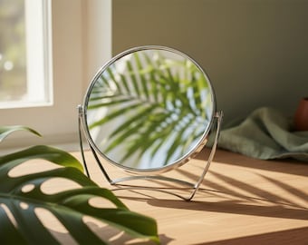 Classic Double-Sided Vanity Mirror with Magnification for Easy Beauty Routines at Home & While Traveling