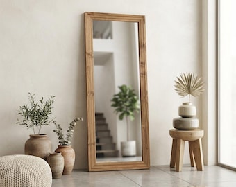 Large Wood Full Length Mirror, Hanging or Leaning Floor Mirror for Bedroom, Living Room & Entryway Decor