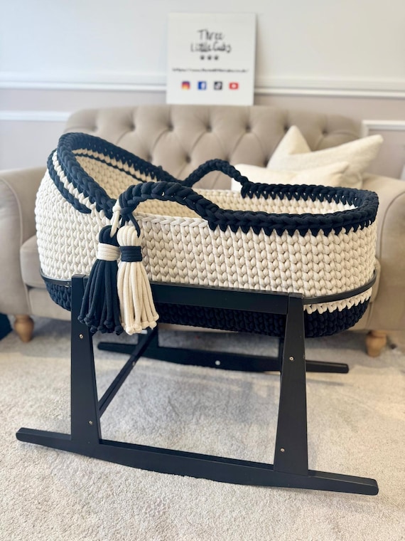 Crochet Hooded Moses Basket Pattern | Baby Crib Pattern | 9mm Braided Cotton Cord Tutorial | Video + Written Instructions