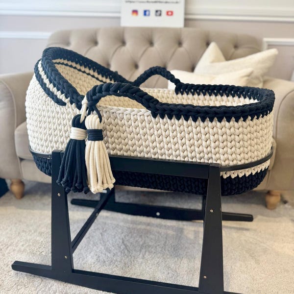Crochet Hooded Moses Basket Pattern | Baby Crib Teaching Guide | 9mm Braided Cotton Cord Tutorial | Video + Written Instructions
