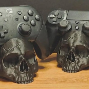 Support Manette Crâne | Support PS5 Xbox Switch | Accessoire Gaming Gothique | Décoration Bureau Gamer | Support Contrôleur Imprimé 3D