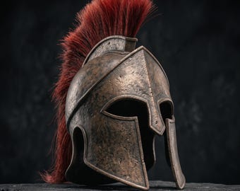 Spartanischer Stahlhelm | Kriegerhelm im korinthischen Stil | Handgefertigte LARP-Cosplay-Rüstung | Historische Nachstellung