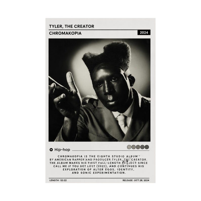 Tyler, the Creator Chromakopia Poster | Matte Vertical Music Album Art ...