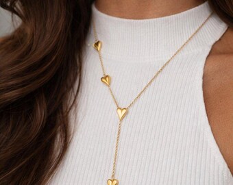 Elora Hartje Ketting Dames Goudkleurig - Zarte Hart Hanger Layering - Wasdicht Premium Stainless Steel - Liefdes Cadeau Vriendin
