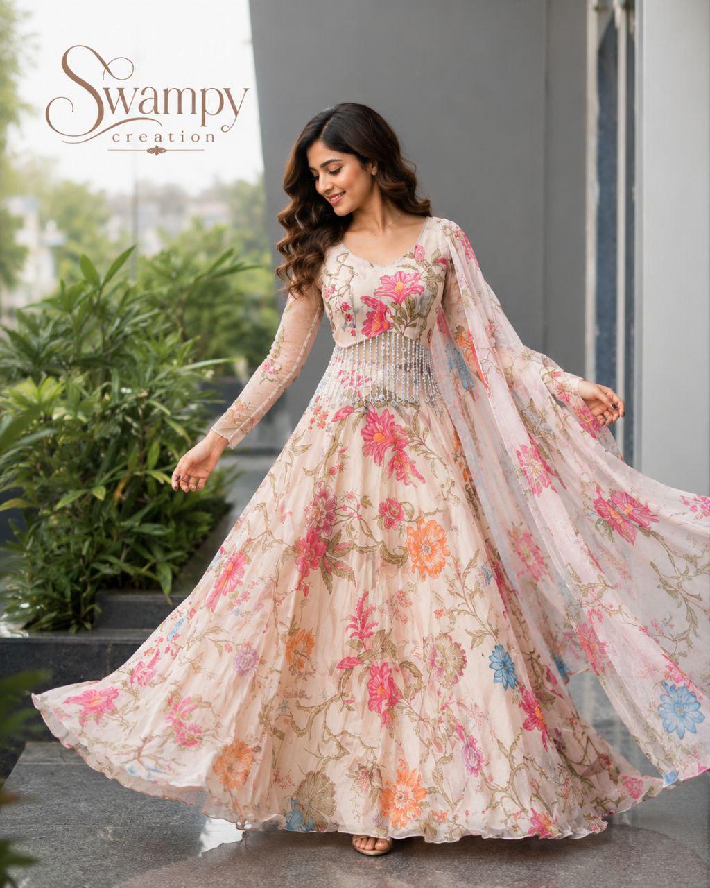 indian organza long dresses for wedding guest Indian Dress Organza