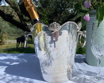 Vintage Silver Plate Champagne Bucket with Lion Ring Handles