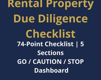 Rental Property Due Diligence Checklist | 74-Point Excel Checklist for Real Estate Investors