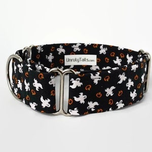 Ghosts & Pumpkins Adjustable Dog Collar - Martingale Collar or Side Release Buckle Collar - Halloween Collar