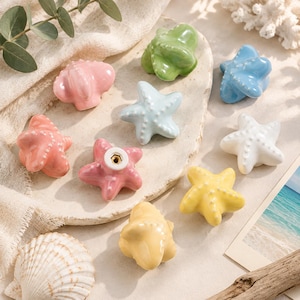 Starfish Drawer Knob Ceramic Cabinet Pull for Kids Room Nursery Decor Coastal Beach House Furniture Hardware