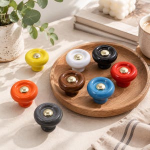 Colorful Ceramic Drawer Knobs Round Cabinet Pulls for Dresser Modern Kitchen Hardware Furniture Makeover Home Decor Gift