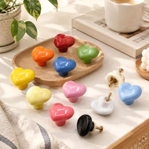Heart Drawer Pulls Ceramic Cabinet Knobs Colorful Nursery Dresser Handle Kids Room Furniture Hardware Cute Decor for Girls Room