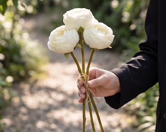 Real Touch Silk Ranunculus Bouquet 11 Inch for Wedding Decor