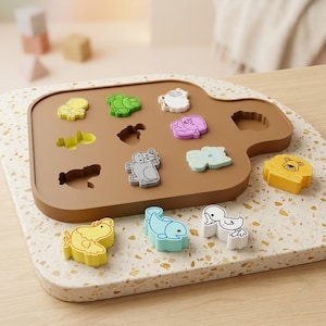 Animal Shape Sorter Puzzle STL - 3D Printable Montessori Toy - Toddler Educational Game - Instant Digital Download