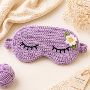 Häkelanleitung für eine Schlafmaske, Tutorial für eine Augenmaske mit Blumenmuster (PDF-Download)