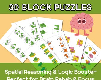 Senior Visuospatial Activity Book Printable PDF | 3D Block Top View Matching Games | Stroke Rehab Brain Exercises