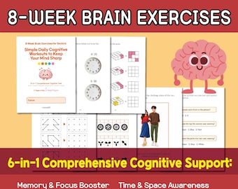 Large Print Senior Workbook Printable PDF | Daily Brain Routine | Stroke Rehab & Dementia Worksheets | Cognitive Care for Aging Parents