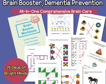 Senior Brain Booster Activity Book | 26-Day Cognitive Memory Care | Stroke Rehab & Dementia Worksheets | Occupational Therapy | Large Print
