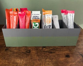Water Flavor Packet Organizer - 3D Printed Drink Mix Storage Caddy with 6 Compartments