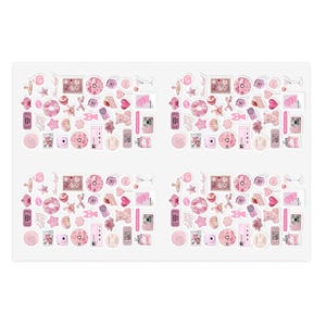 Pink Aesthetic Planner Stickers Sticker Sheets | Cute Kawaii Icons, Journaling Deco