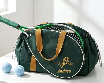 Gepersonaliseerde tennistas met afneembare rackethoes, op maat geborduurde tennistas, tenniscadeau voor vrouwen, cadeau tenniscoach, sporttas