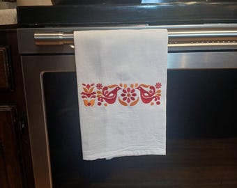 Friendship Pattern Pyrex-Inspired Embroidered Kitchen Towel