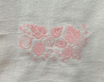 Pink Gooseberry Pyrex-Inspired Embroidered Kitchen Towel